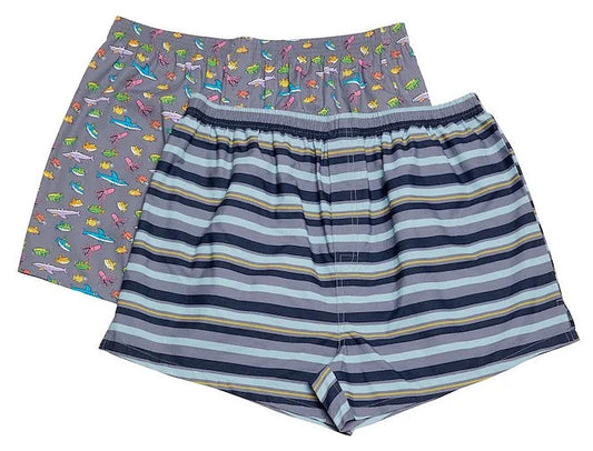 Weird Fish Mens 'Harley' 2 Pack Boxer Shorts - Frost Grey