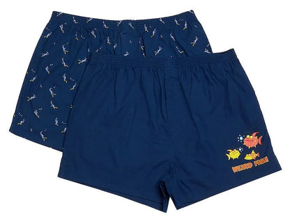 Weird Fish Mens 'Harley' 2 Pack Boxer Shorts - Navy