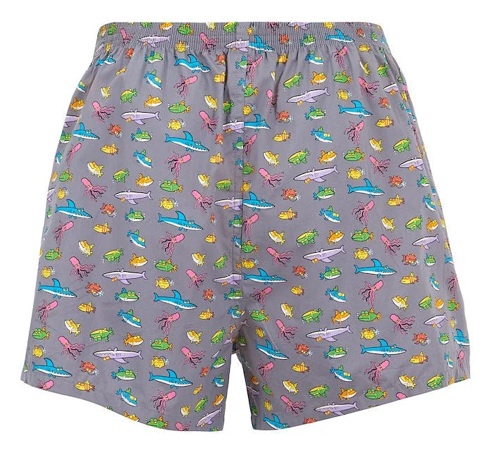 Weird Fish Mens 'Harley' 2 Pack Boxer Shorts - Frost Grey