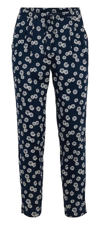 Weird Fish Womens 'Tinto' Printed Viscose Trousers - Navy / Night Blue