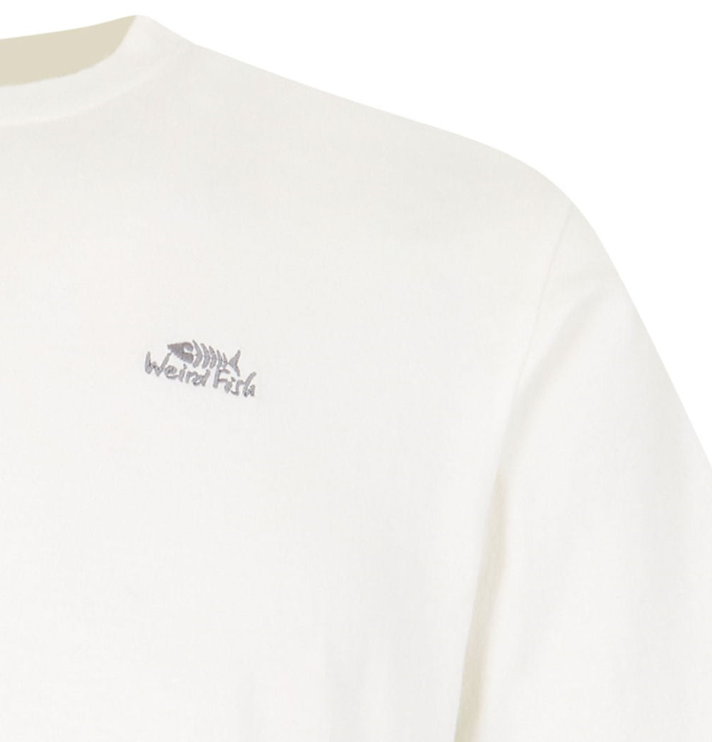 Weird Fish men's Fished plain short sleeve tee in Dusty White with a Grey embroidered logo.