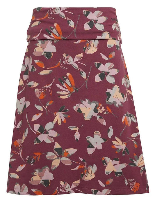 Weird Fish Womens 'Malmo' Floral Print Jersey Skirt - Burgundy