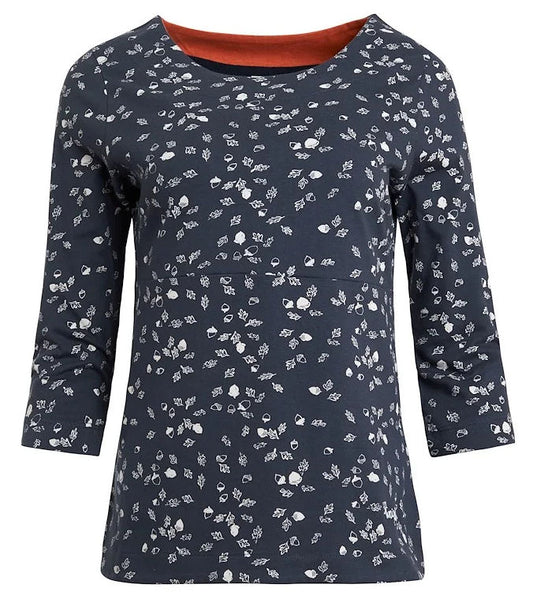 Weird Fish Womens 'Pinto' Acorn Print Tee - Dark Navy