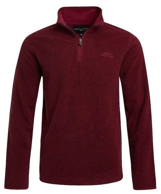 Weird Fish Mens 'Errill' 1/4 Zip Textured Fleece - Antique Cherry