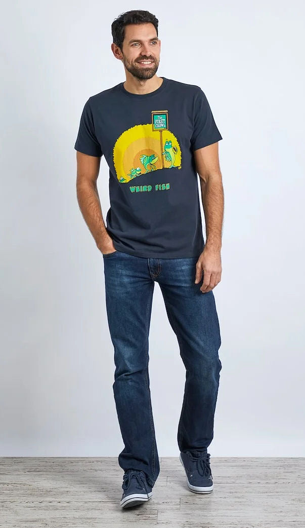 Weird Fish Mens 'First Crawl' Printed Tee - Navy