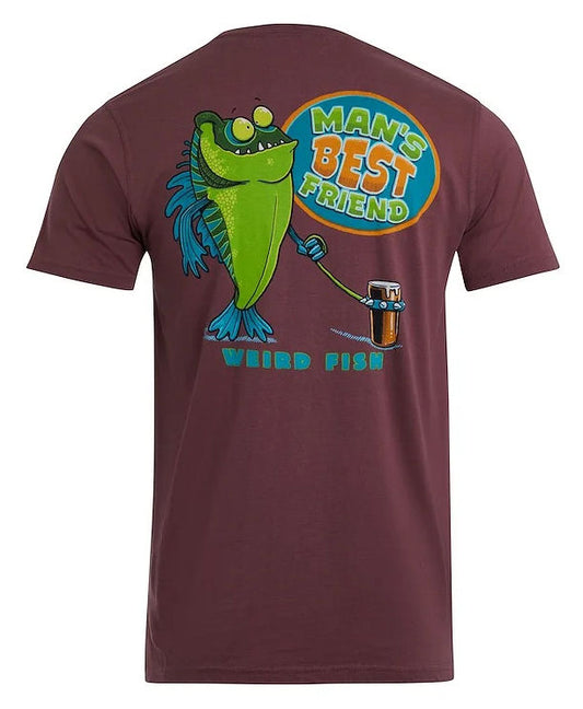 Weird Fish Mens 'Man's Best Friend' Printed Tee - Crushed Berry