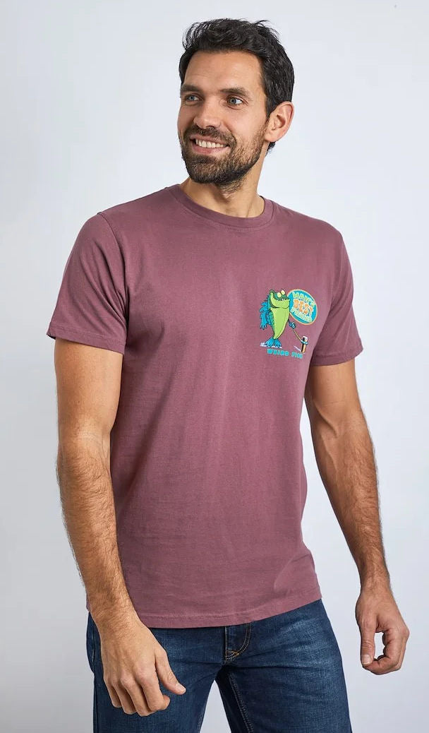 Weird Fish Mens 'Man's Best Friend' Printed Tee - Crushed Berry