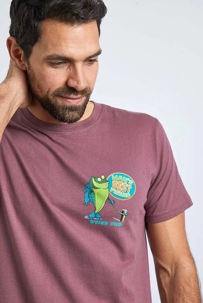 Weird Fish Mens 'Man's Best Friend' Printed Tee - Crushed Berry
