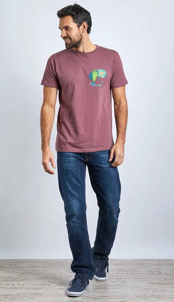 Weird Fish Mens 'Man's Best Friend' Printed Tee - Crushed Berry