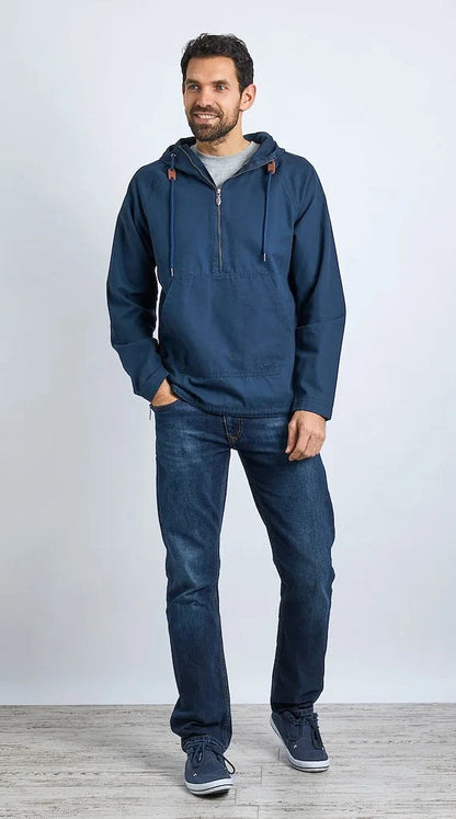 Weird Fish Mens 'Hogarth' Washed Canvas Popover Jacket - Navy
