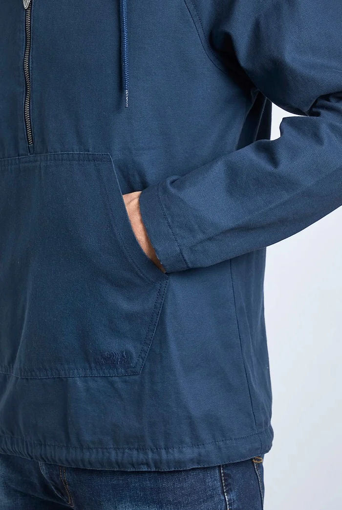 Weird Fish Mens 'Hogarth' Washed Canvas Popover Jacket - Navy