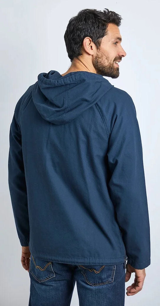 Weird Fish Mens 'Hogarth' Washed Canvas Popover Jacket - Navy