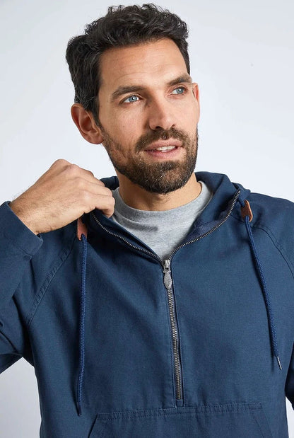 Weird Fish Mens 'Hogarth' Washed Canvas Popover Jacket - Navy