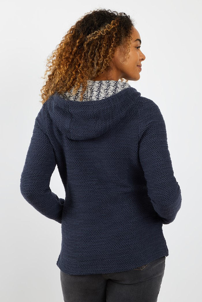 Weird Fish Womens 'Weylin' Full Zip Macaroni Hoodie - Navy