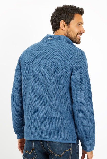 Weird Fish Mens 'Stern' 1/4 Zip Macaroni Knitted Top - Ensign Blue