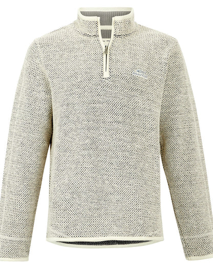Weird Fish Mens 'Stern' 1/4 Zip Macaroni Knitted Top - Ecru