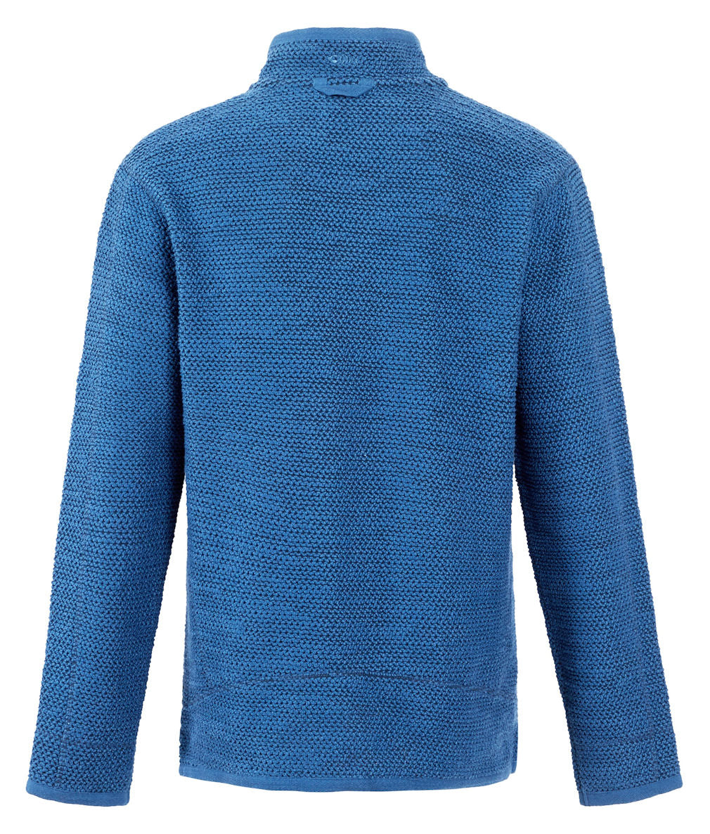 Weird Fish Mens 'Stern' 1/4 Zip Macaroni Knitted Top - Ensign Blue
