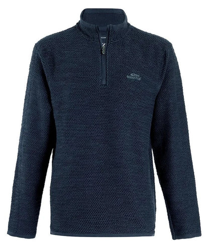 Weird Fish Mens 'Stern' 1/4 Zip Macaroni Knitted Top - Navy