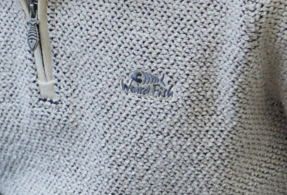 Weird Fish Mens 'Stern' 1/4 Zip Macaroni Knitted Top - Ecru