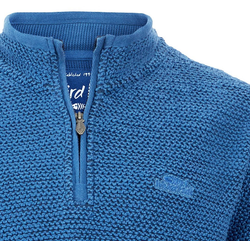 Weird Fish Mens 'Stern' 1/4 Zip Macaroni Knitted Top - Ensign Blue