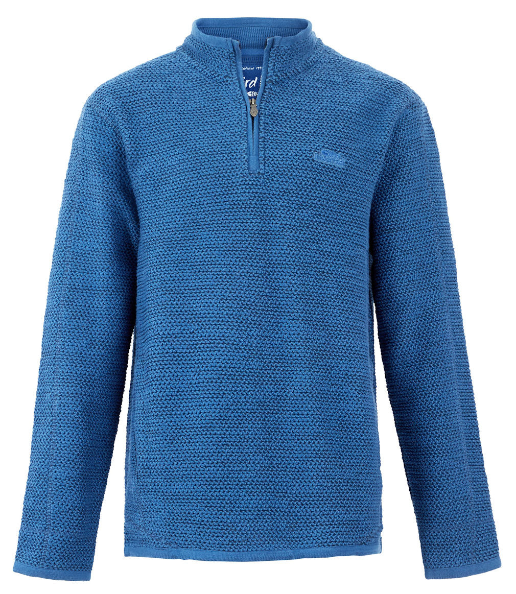 Weird Fish Mens 'Stern' 1/4 Zip Macaroni Knitted Top - Ensign Blue