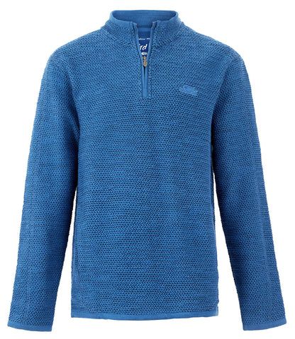 Weird Fish Mens 'Stern' 1/4 Zip Macaroni Knitted Top - Ensign Blue