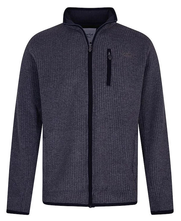 Weird Fish Mens 'Rossten' Full Zip Grid Fleece - Washed Black