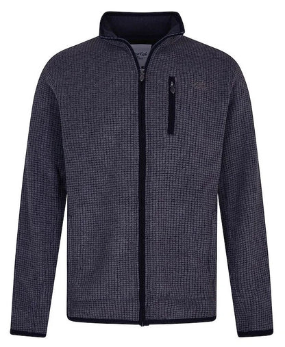 Weird Fish Mens 'Rossten' Full Zip Grid Fleece - Washed Black