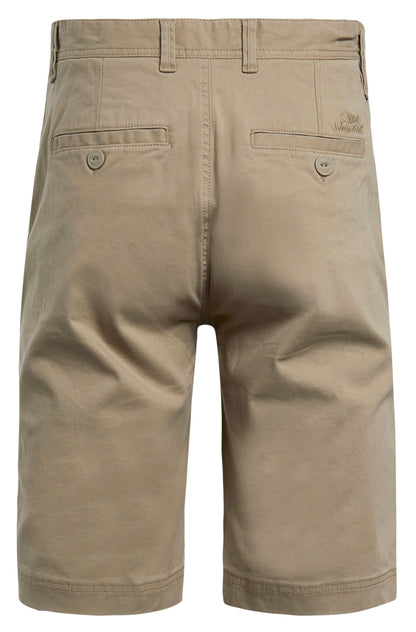 Weird Fish mens Rayburn chino shorts Taupe Grey back view with buttoned pockets and belt loops