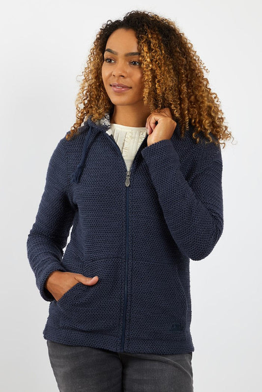 Weird Fish Womens 'Weylin' Full Zip Macaroni Hoodie - Navy