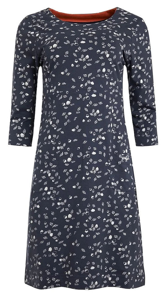 Weird Fish Womens 'Starshine' Acorn Print Dress - Dark Navy