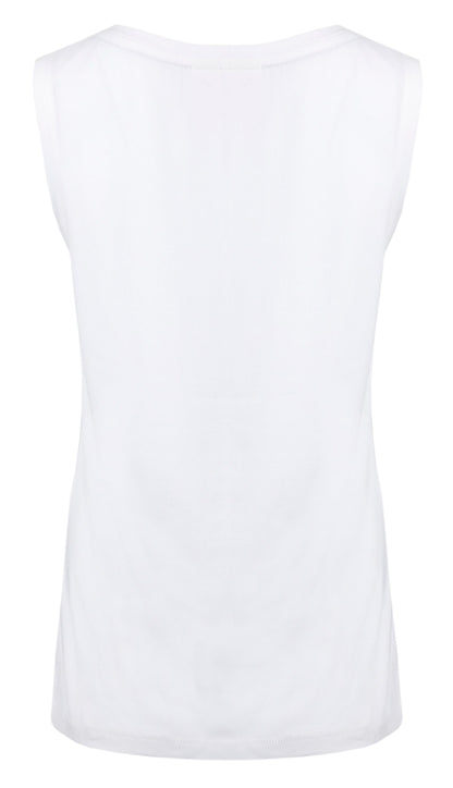 Back view of Weird Fish womens Calle plain white vest sleeveless casual top