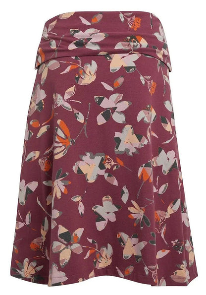 Weird Fish Womens 'Malmo' Floral Print Jersey Skirt - Burgundy