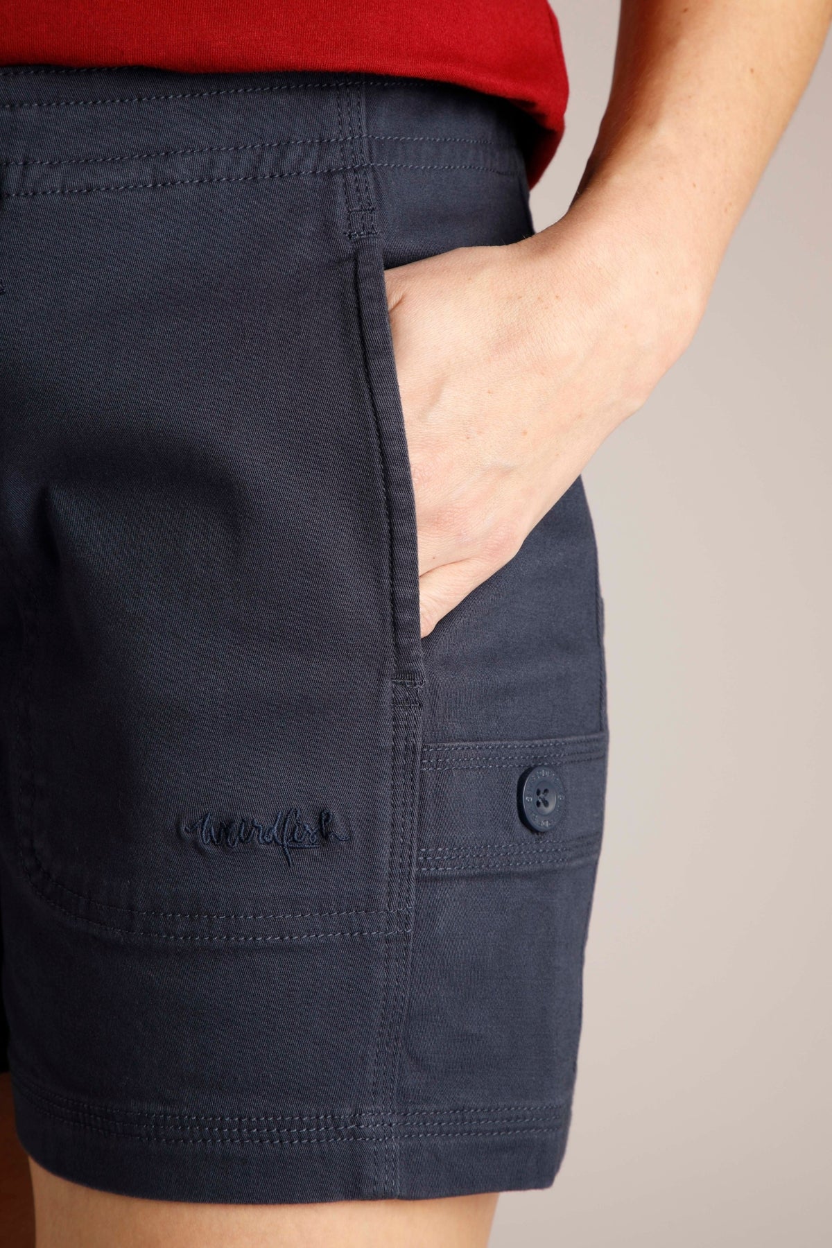 Weird Fish Womens Willoughby Cotton Shorts - Navy
