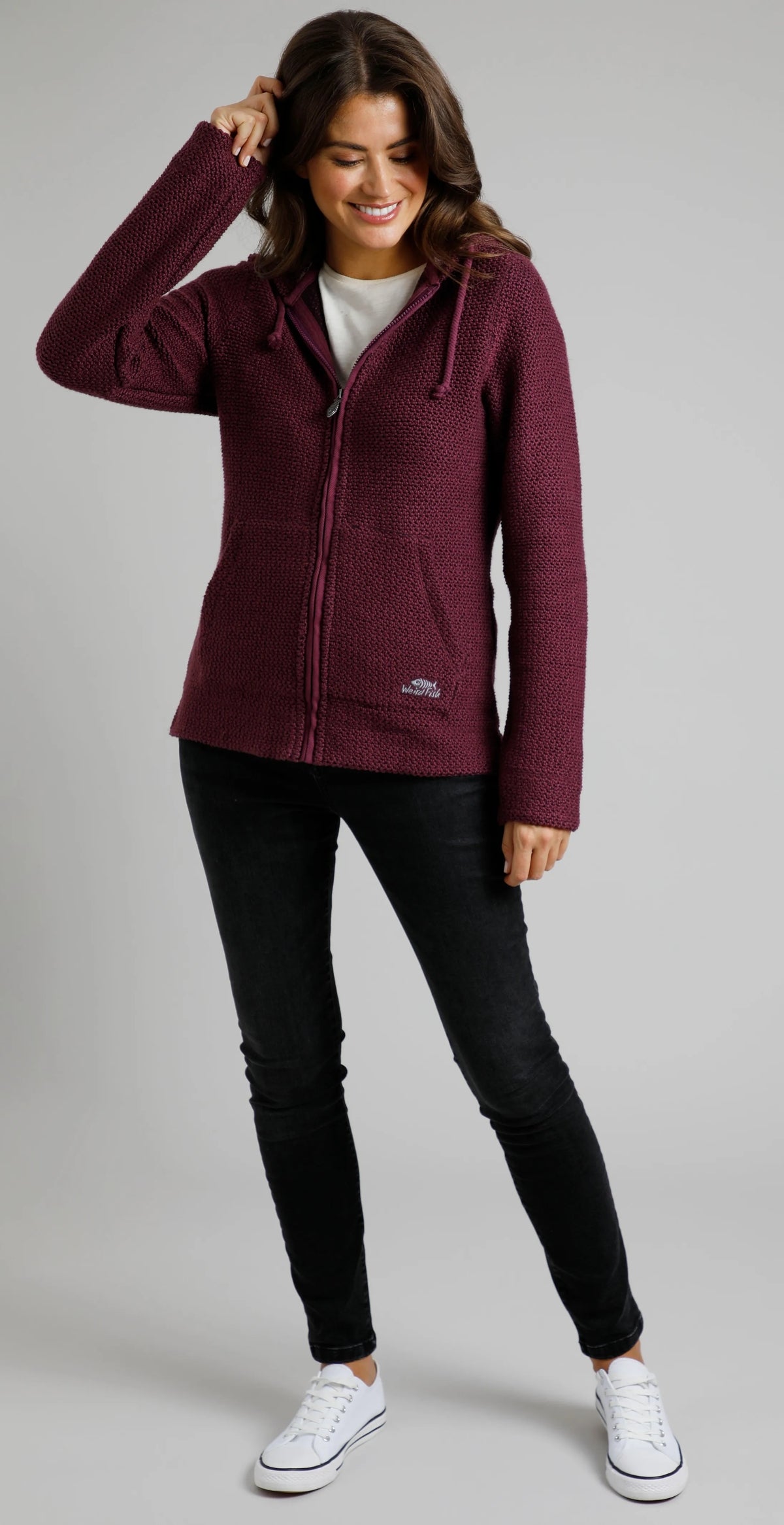 Weird Fish Womens Weylin Full Zip Macaroni Hoodie Dark Violet