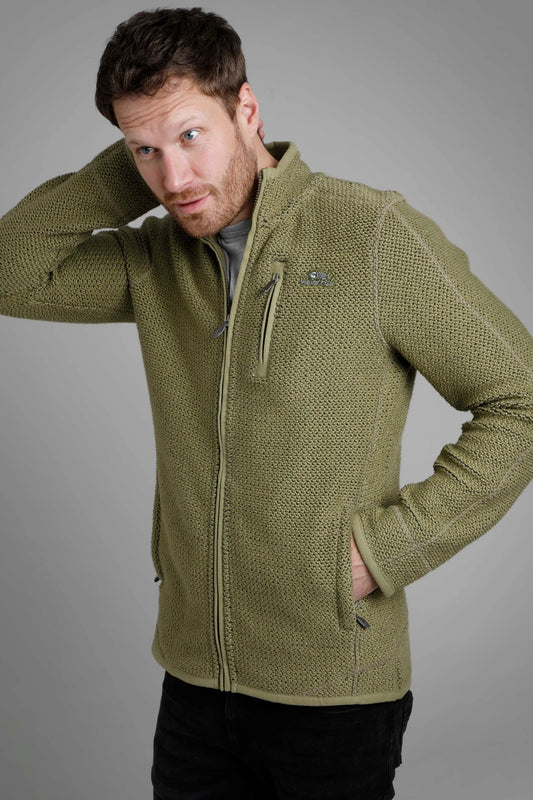 Weird Fish Mens 'Transom' Full Zip Macaroni Jacket - Olive Green