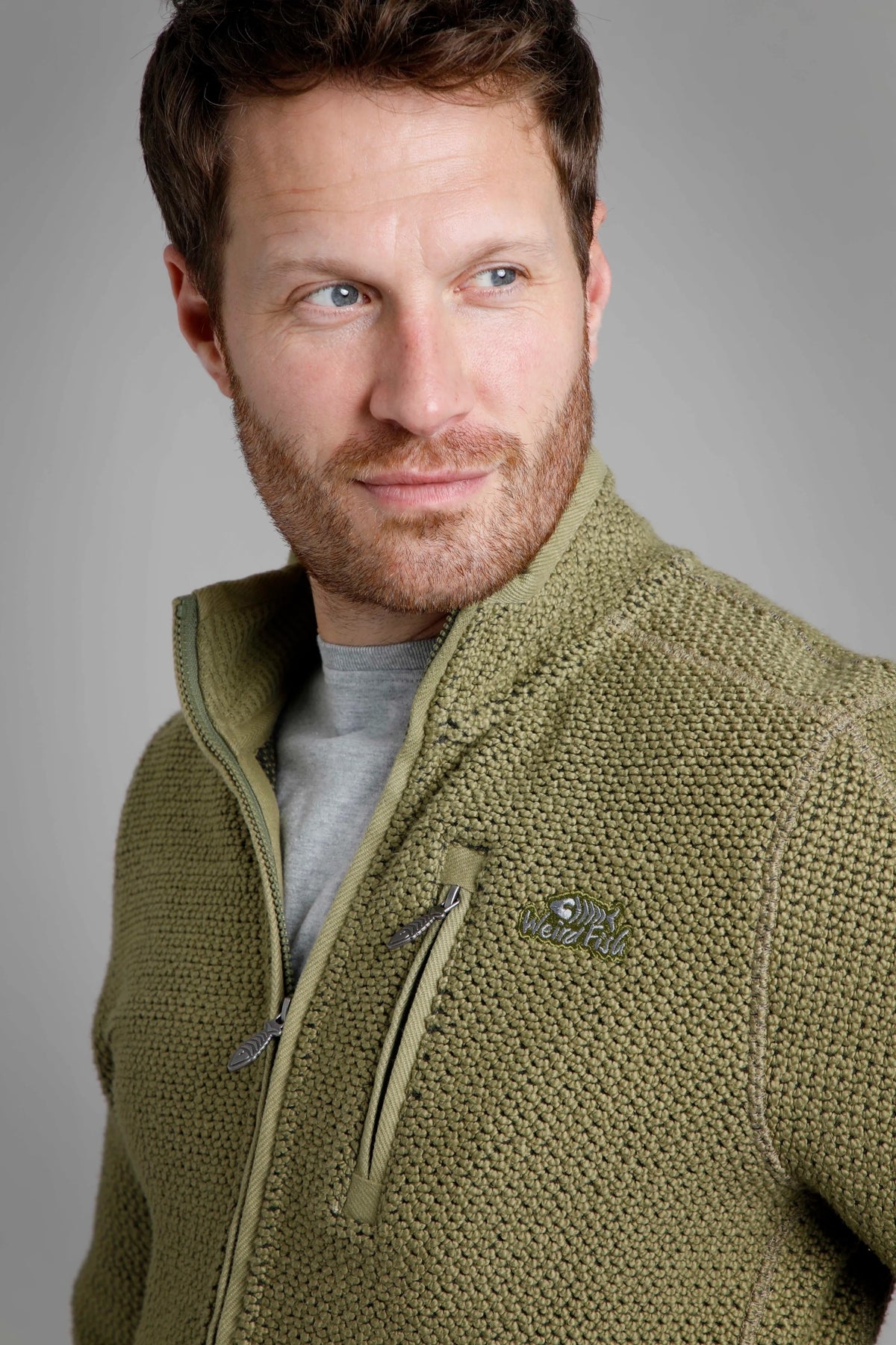 Weird Fish Mens 'Transom' Full Zip Macaroni Jacket - Olive Green