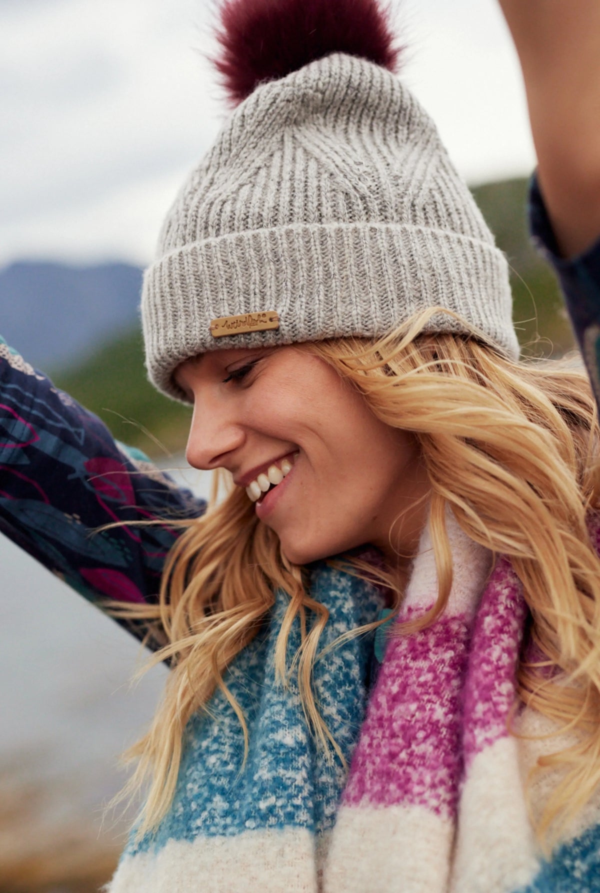 Weird Fish 'Allium' Knitted Bobble Hat - Pearl Grey