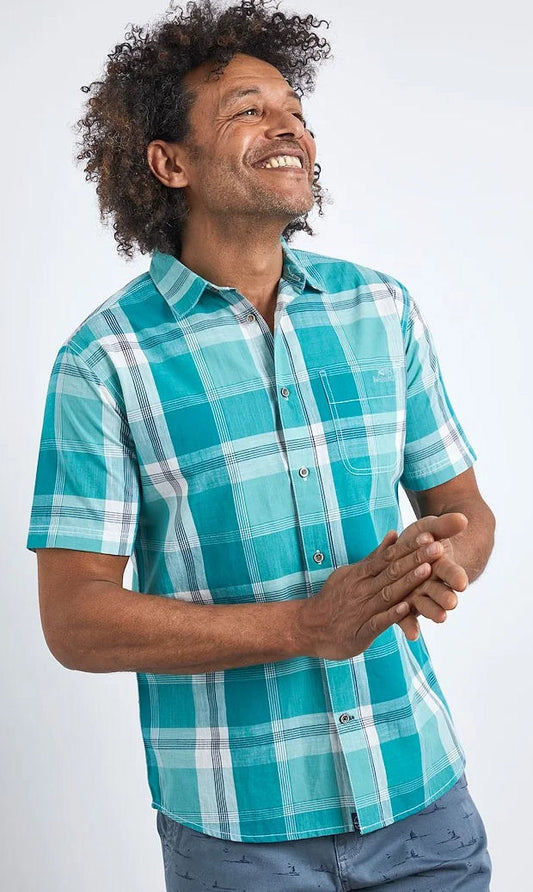 Weird Fish Mens 'Avalon' Short Sleeve Check Shirt - Viridis