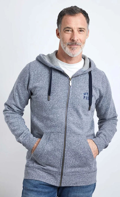 Weird Fish Mens 'Fontana' Snow Marl Full Zip Hoodie - Navy