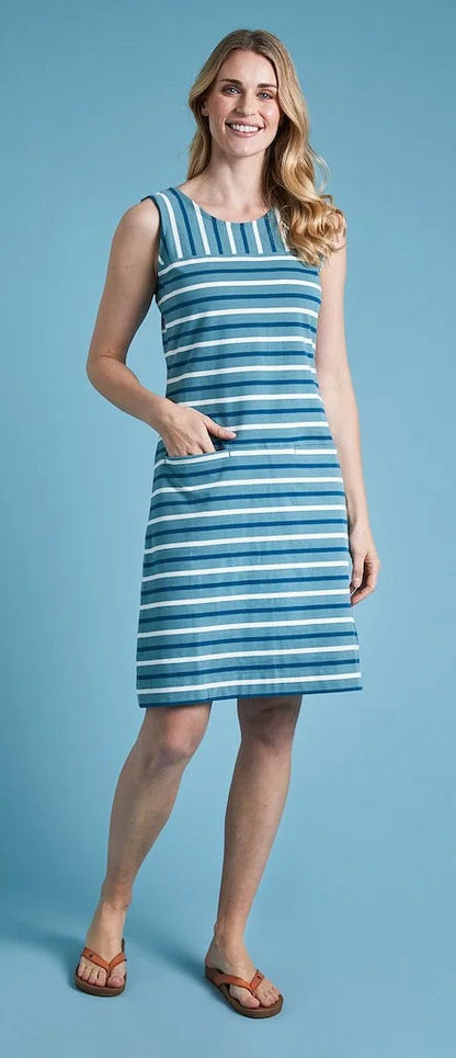 Weird Fish Womens 'Risso' Striped Dress - Stone Blue
