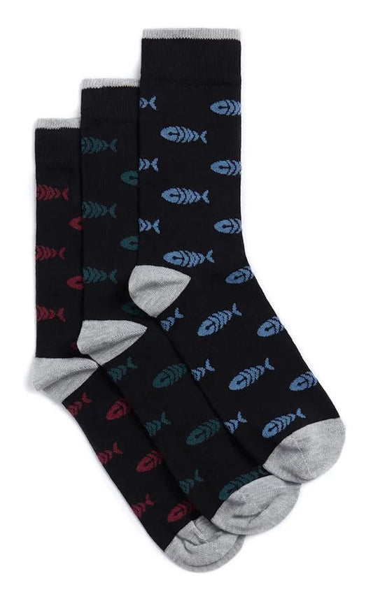Weird Fish Mens 'Ronan' 3 Pack Socks - Black