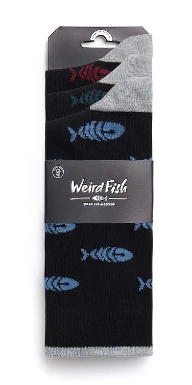 Weird Fish Mens 'Ronan' 3 Pack Socks - Black