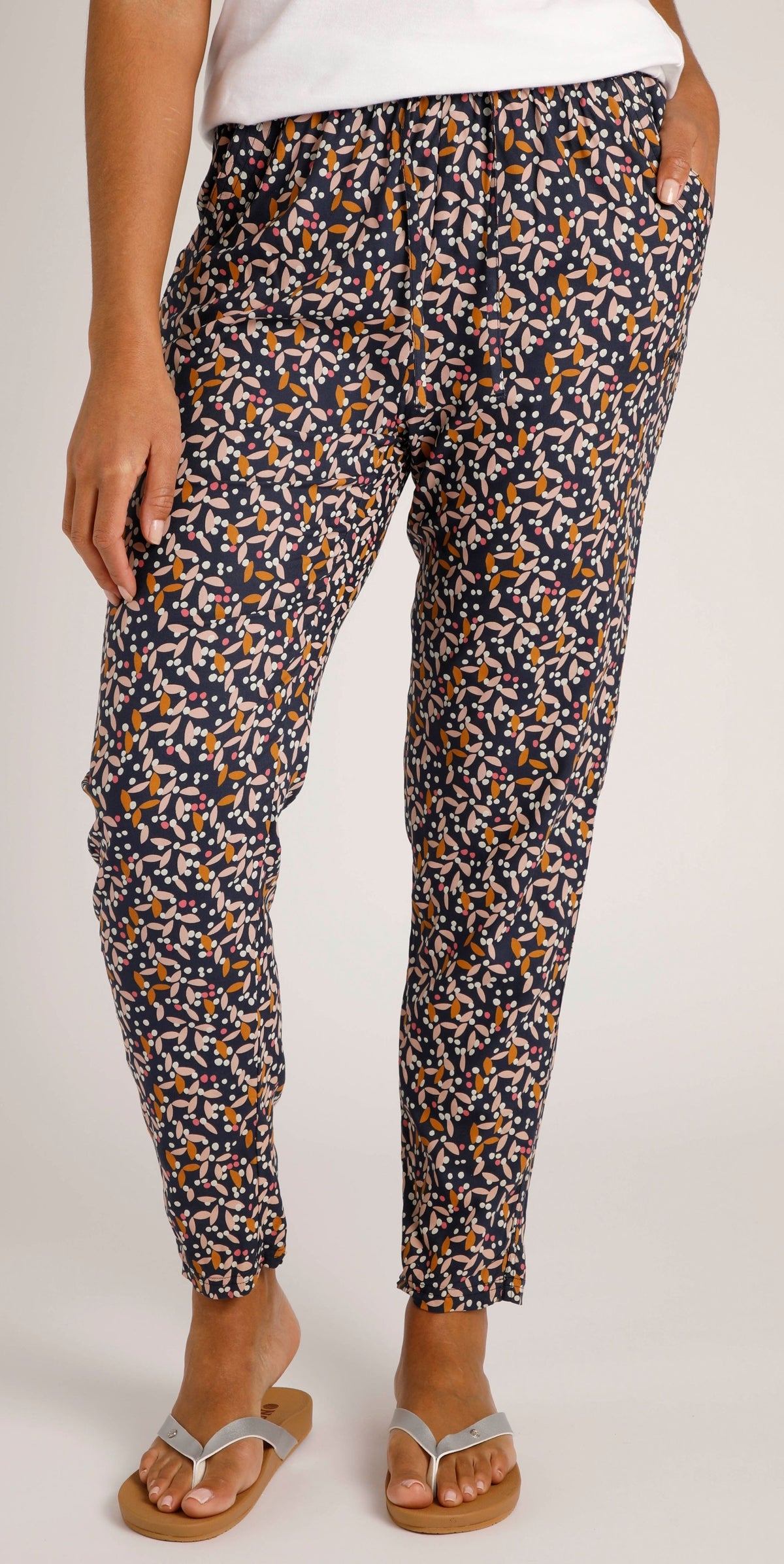 Weird Fish Womens 'Tinto' Printed Trousers - Dark Navy
