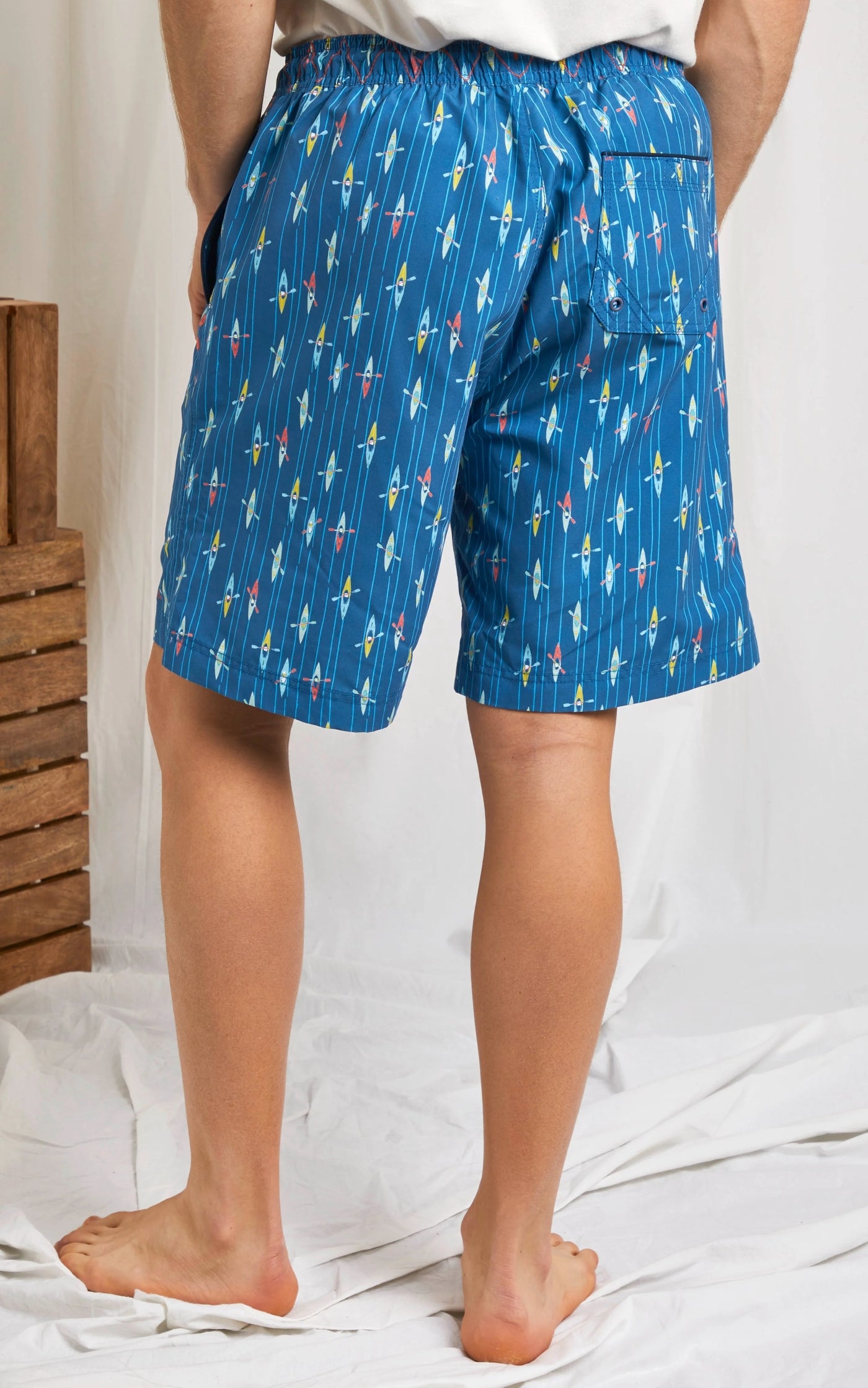 Weird Fish Mens 'Marina' Printed Board Shorts - Dark Blue