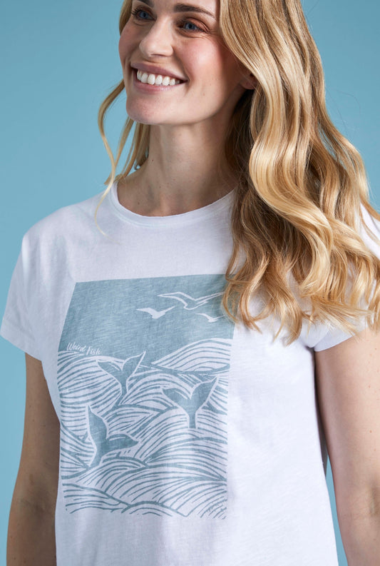 Weird Fish Womens 'Shores' Printed T-Shirt - White