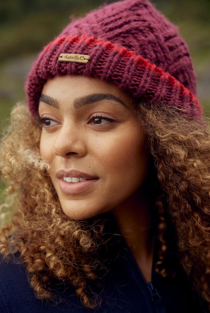 Weird Fish 'Aleena' Eco Beanie Hat - Pinot Red