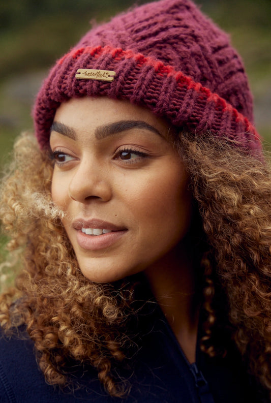 Weird Fish 'Aleena' Eco Beanie Hat - Pinot Red
