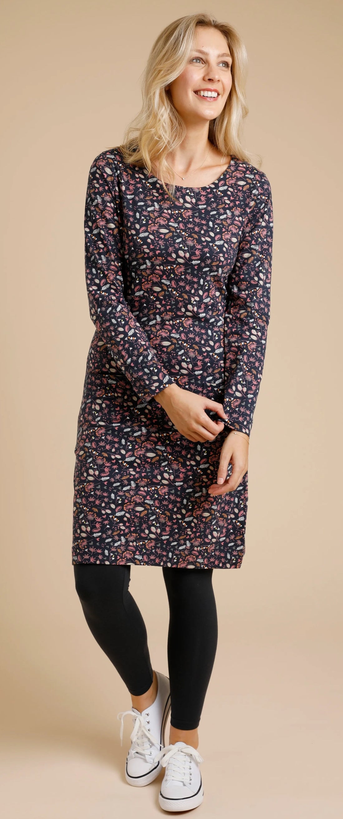 Weird Fish Womens 'Delray' Floral Print Dress - Navy