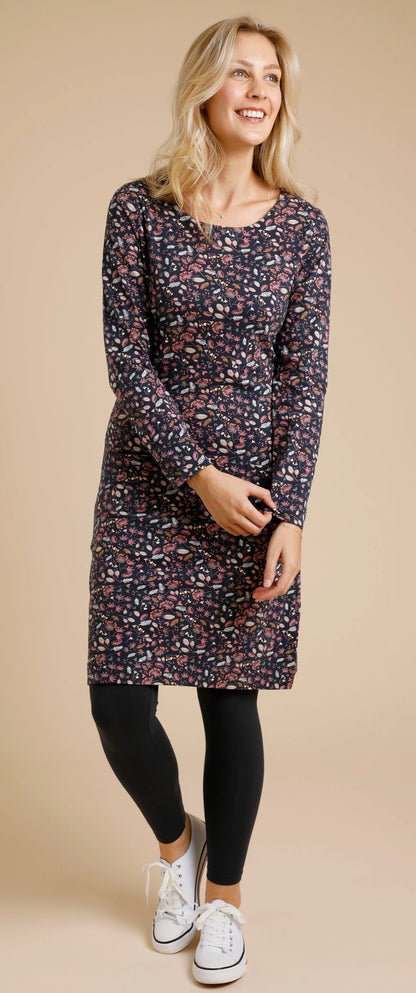 Weird Fish Womens 'Delray' Floral Print Dress - Navy